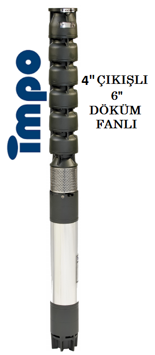 S 655/04 - 12.5 HP 4'' ÇIKIŞLI 6'' DÖKÜM FANLI DERİN KUYU DALGIÇ POMPA(C Tipi Motorlu)