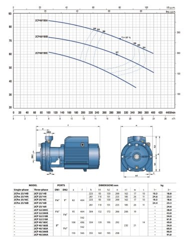 PEDROLLO 2CPm 25/14 B 1.5HP 220V ÇİFT FANLI SANTRÜFÜJ POMPA