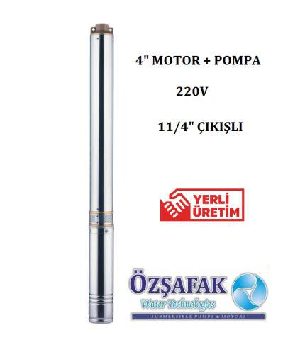 ÖZ ŞAFAK  ST 4/32  -3 HP-220V- 4'' DALGIÇ MOTORLU POMPA (MOTOR + POMPA)