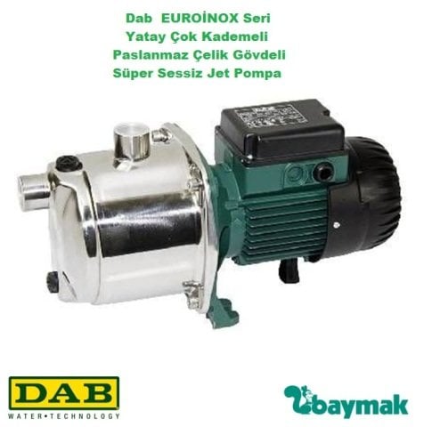 Dab  EUROİNOX 25/30 M    0.37kW  220V  Yatay Çok Kademeli Paslanmaz Çelik Gövdeli Süper Sessiz Jet Pompa