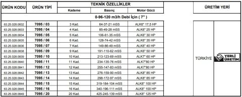 Alarko 7095/05 Kps  30Hp  7\'\' Paslanmaz Derin Kuyu Dalgıç Pompa (Motor+Pompa) ALK-KPS Serisi