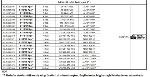 Alarko 8110/04 Kps  40Hp  8'' Paslanmaz Derin Kuyu Dalgıç Pompa (Motor+Pompa) ALK-KPS Serisi