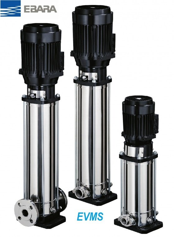Ebara EVMS10  2N5/0.75   1Hp 380V  Dikey Milli Çok Kademeli Paslanmaz Çelik İnline Pompa (AISI 304)