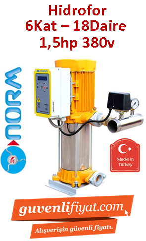 NORM NBH 1/1109T 380V 1.5HP 6 Kat-18 Daire Tek Pompalı Paket Hidrofor