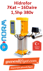 NORM NBH 1/1108T 380V 1,5HP 7 Kat-16 Daire Tek Pompalı Paket Hidrofor