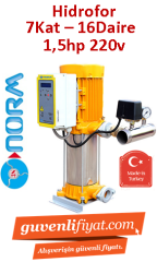 NORM NBH 1/1108M 220V 1,5HP 7 Kat-16 Daire Tek Pompalı Paket Hidrofor