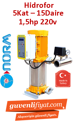 NORM NBH 1/1107M 220V 1,5HP 5 Kat-15 Daire Tek Pompalı Paket Hidrofor