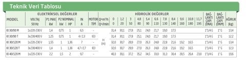 Dab  KI 30/120 M    1kW  220V  Komple Paslanmaz Çelik  Yatay Santrifüj Pompa