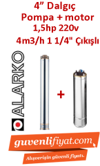 ALARKO 4SDM4/14 DMD 1.5Hp 220v 1 1/4'' Çıkışlı 4'' Derin Kuyu Sondaj Motor + Pompa