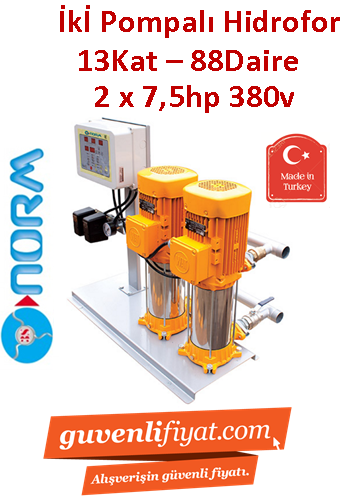 NORM NBH 2/1405T 380V 7,5HP Çift Pompalı Paket Hidrofor
