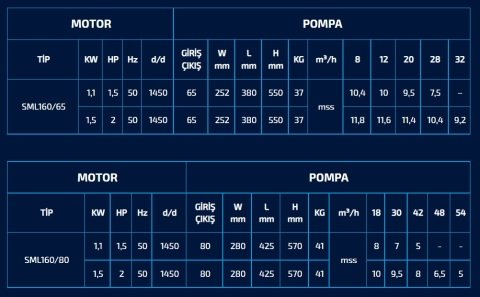 SML160/65 15 HP 380V İNLİNE SİRKÜLASYON POMPA