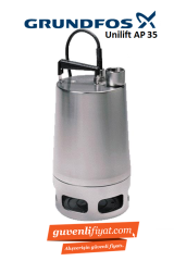 GRUNDFOS UNİLİFT AP 35.40.06.A1.V - 0,8 HP 220V KOMPLE PASLANMAZ ÇELİK ATIK SU DALGIÇ POMPA-96010982