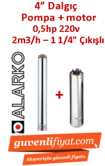 ALARKO 4SDM2/11 DMD 0.75Hp 220v 1 1/4'' Çıkışlı 4'' Derin Kuyu Sondaj Motor + Pompa
