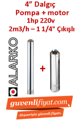 ALARKO 4SDM2/16 DMD 1Hp 220v 1 1/4'' Çıkışlı 4'' Derin Kuyu Sondaj Motor + Pompa