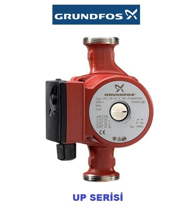 GRUNDFOS UP 20-15 N  150mm Giriş-Çıkış  PASLANMAZ ÇELİK GÖVDELİ TEKLİ TİP DİŞLİ 3 HIZLI SİRKÜLASYON POMPASI - 59641500