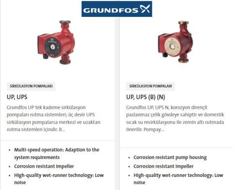 GRUNDFOS UP 20-15 N  150mm Giriş-Çıkış  PASLANMAZ ÇELİK GÖVDELİ TEKLİ TİP DİŞLİ 3 HIZLI SİRKÜLASYON POMPASI - 59641500