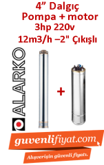 ALARKO 4SDM12/12 DMD 3Hp 220v 2'' Çıkışlı 4'' Derin Kuyu Sondaj Motor + Pompa