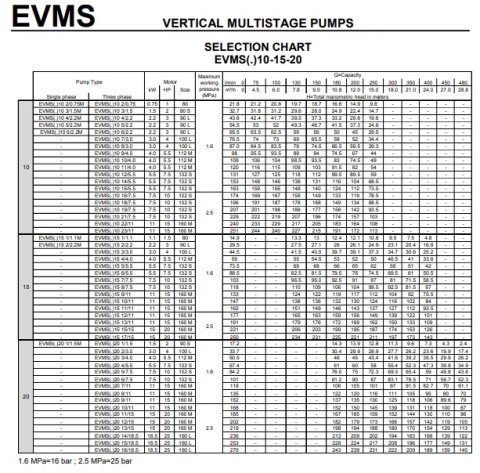 Ebara EVMSL3  12N5/1.1   1.5Hp 380V  Dikey Milli Çok Kademeli Paslanmaz Çelik İnline Pompa (AISI 316)