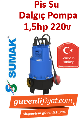 SUMAK SDF15 1.5HP 220v Açık Fanlı Pis Su Dalgıç Pompa