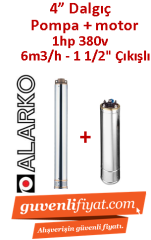 ALARKO 4SD6/8 DMD 1Hp 380v 1 1/2'' Çıkışlı 4'' Derin Kuyu Sondaj Motor + Pompa