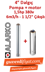 ALARKO 4SD6/11 DMD 1.5Hp 380v 1 1/2'' Çıkışlı 4'' Derin Kuyu Sondaj Motor + Pompa