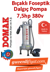 DOMAK AST1025 B5 7,5HP 380v Bıçaklı Foseptik Dalgıç Pompası (panolu)