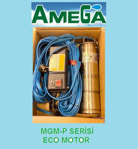 Amega MGM-P 100 1Hp 220V 4'' 25 Metre Kablolu ve Panolu Dalgıç Motor (Eco motor)