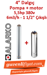 ALARKO 4SD6/34 DMD 5.5Hp 380v 1 1/2'' Çıkışlı 4'' Derin Kuyu Sondaj Motor + Pompa