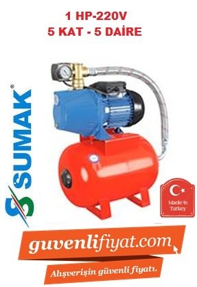 SUMAK SMJKH 100 1hp 220v Döküm Gövdeli Paket Hidrofor 24lt Tanklı