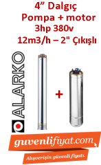 ALARKO 4SD12/12 DMD 3Hp 380v 2'' Çıkışlı 4'' Derin Kuyu Sondaj Motor + Pompa