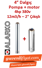 ALARKO 4SD12/16 DMD 4Hp 380v 2'' Çıkışlı 4'' Derin Kuyu Sondaj Motor + Pompa