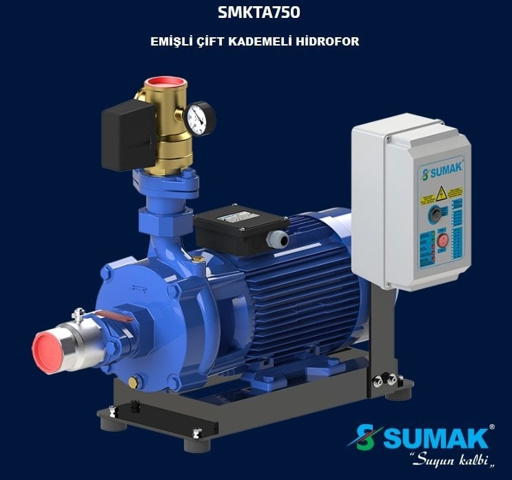 Sumak SMKTA750/2  1X5.5 kW  380V  Tek Pompalı Emişli Çift Kademeli Yatay Hidrofor