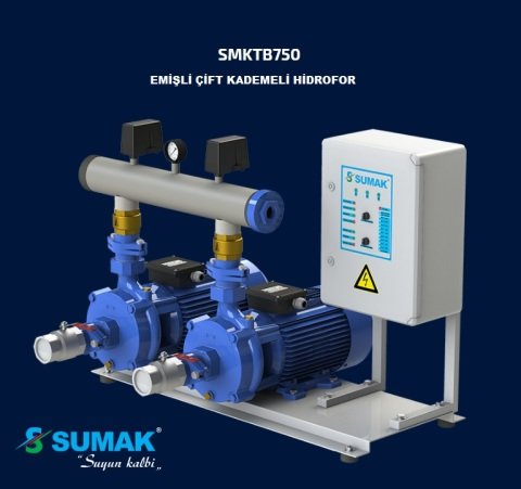 Sumak SMKTB750    2X5.5 kW  380V  İki Pompalı Emişli Çift Kademeli Yatay Hidrofor