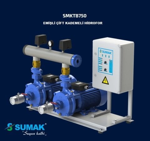 Sumak SMKTB750/2    2X5.5 kW  380V  İki Pompalı Emişli Çift Kademeli Yatay Hidrofor