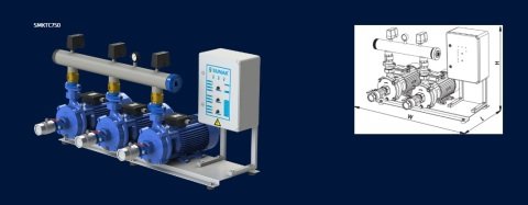 Sumak SMKTB750/2    2X5.5 kW  380V  İki Pompalı Emişli Çift Kademeli Yatay Hidrofor