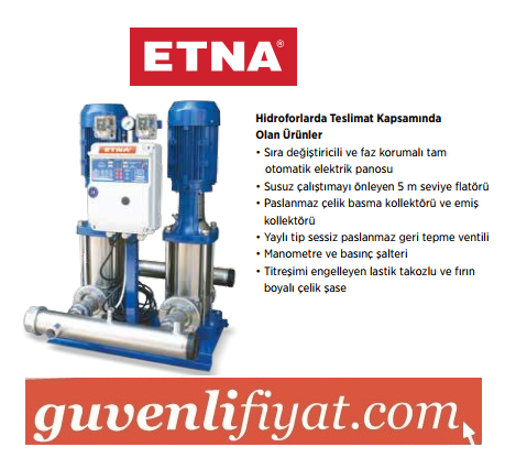 ETNA T2 KI 8-14/55 2x7.5 HP 380V İKİ POMPALI KOMPLE PASLANMAZ ÇELİK POMPALI SESSİZ HİDROFOR