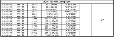 Alarko 6060/07   17.5Hp  6'' Paslanmaz Çelik Derin Kuyu Tek Dalgıç Pompa (Tek Pompa-Pompa Kademesi) ALK-KPS Serisi