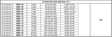 Alarko 6060/10   25Hp  6'' Paslanmaz Çelik Derin Kuyu Tek Dalgıç Pompa (Tek Pompa-Pompa Kademesi) ALK-KPS Serisi