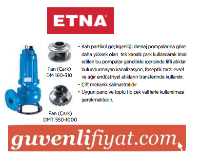 ETNA DCMT 210 2.HP 380V DÖKÜM GÖVDELİ ENDÜSTRİYEL TİP ATIK SU FOSEPTİK DALGIÇ POMPA