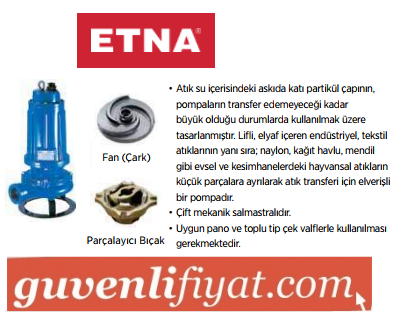 ETNA DTRT 400 4.HP 380V PARÇALAYICI BIÇAKLI ENDÜSTRİYEL TİP ATIK SU DALGIÇ POMPA