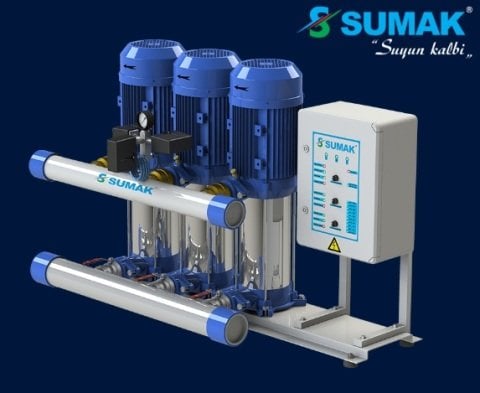 Sumak SHM12C  220/4    3X1.6 kW  220V  Üç Pompalı Düşey Milli Kademeli Hidrofor