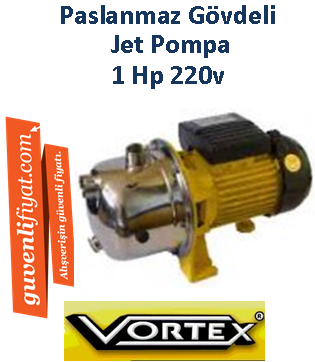 VORTEX VPİ-100 İNOX S/S  1Hp 220v  Paslanmaz Gövdeli Jet Pompa