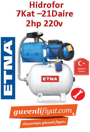 ETNA JET 200-50 WS  2Hp 220v 50lt Tanklı Döküm Gövdeli Jet Paket Hidrofor (7kat-21daire)