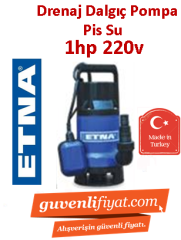 ETNA EFP-075K 1hp 220v Plastik Gövdeli Drenaj Dalgıç Pompa