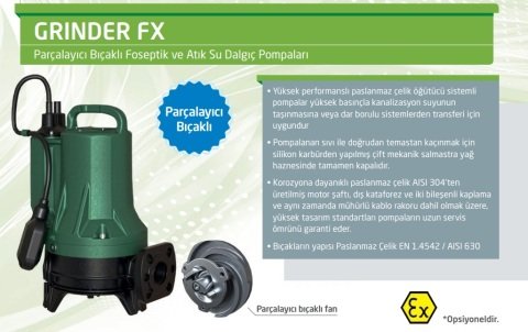 Dab  GRINDER FX 15.15  MA    1.6kW  220V   Parçalayıcı Bıçaklı Foseptik  Atık Su Dalgıç Pompa