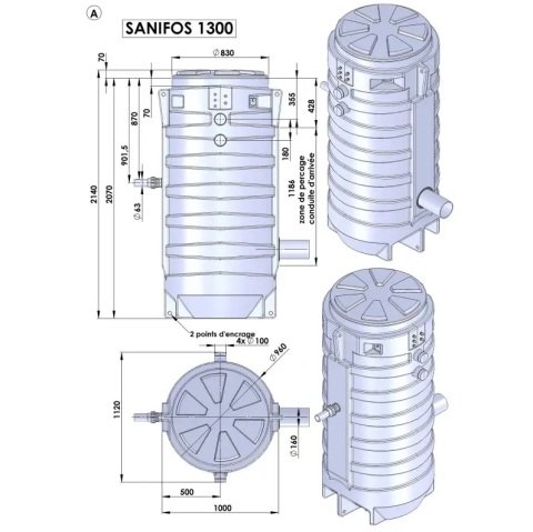 SFA SANİFOS 1300 2 GR S  ÇİFT POMPALI 220 V  MONOFAZE  BIÇAKLI  FOSEPTİK ATIK SU TAHLİYE CİHAZI