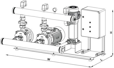 Sumak SMKT 750/2 EEJY  2X7.5 Hp-1X1.8 Hp  380V  Elektrikli+Elektrikli ve Joker Pompalı Yangın Söndürme Hidroforu