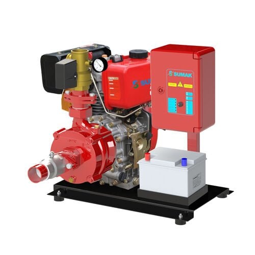 Sumak SMKT 750 DY  1X7.5 Hp  Otomatik ve Manuel Marşlı  Tek Yatay Pompalı Dizel Yangın Söndürme Hidroforu