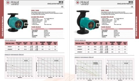 Prana  HP 40/140-250 T  DN 40  380V   Üç Hızlı Flanşlı Tip Sirkülasyon Pompası