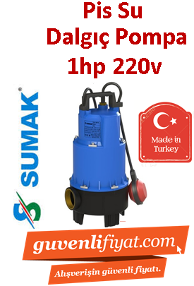 SUMAK SDF12 1HP 220v Açık Fanlı Pis Su Dalgıç Pompa
